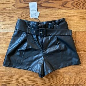 Zara faux leather paper bag shorts size M